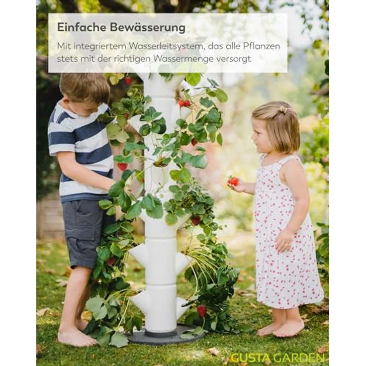 Gusta Garden Hochbeet, Sissi Strawberry Erdbeerbaum Classic Weiß - Vertikales Pflanzsystem für gesunde Erdbeeren – Bild 4