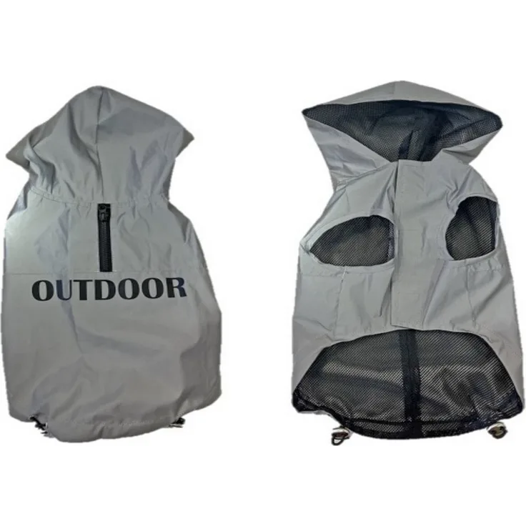 DUVO+ Hundemantel Hi Vis Sporty, grauer warmer Hundemantel mit wasserabweisendem Fleece-Futter, verstellbar