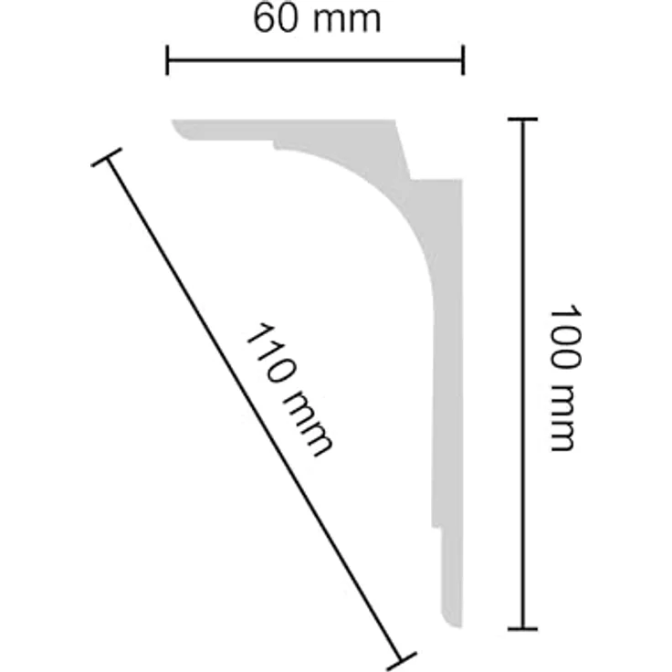 Decosa Lichtleiste L100 (Saskia), weiss, 60 x 100 mm, Innenecke - 4 Ecken - 8 Leisten à ca. 20 cm Laenge – Bild 3