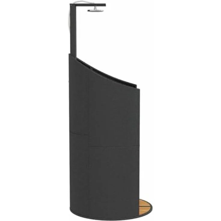 vidaXL Gartendusche aus Poly Rattan, Schwarz, mit Holzboden und drehbarer Brause – Bild 9