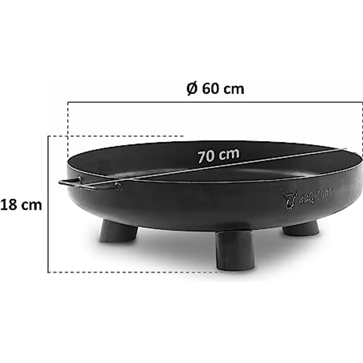 BBQ-Toro Feuerschale Ø 70 cm | Schwarz | Outdoor Feuerstelle mit DREI Standbeinen und Zwei Griffen – Bild 2