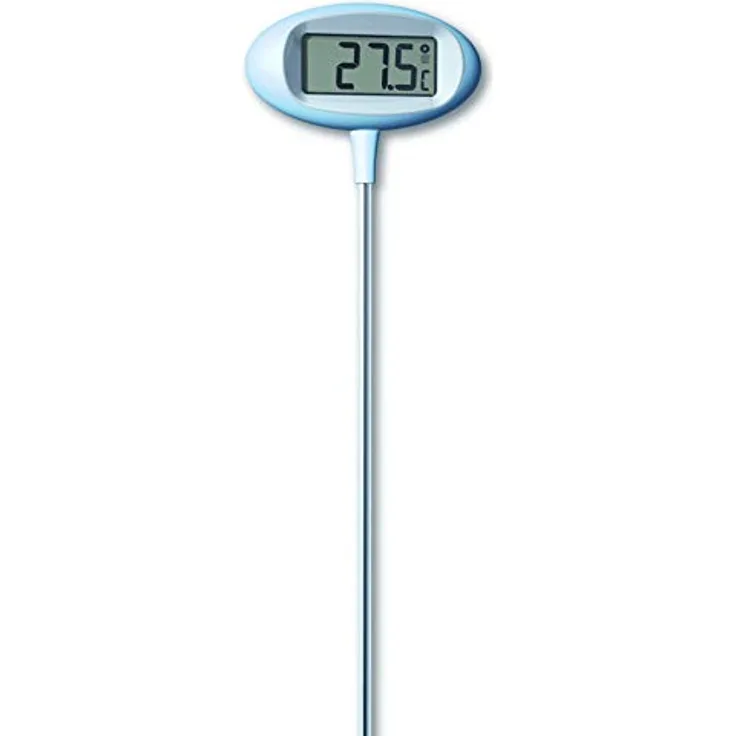 TFA Gartenthermometer Orion, Wetterfestes Thermometer + Hygrometer mit digitaler Uhr, Grau