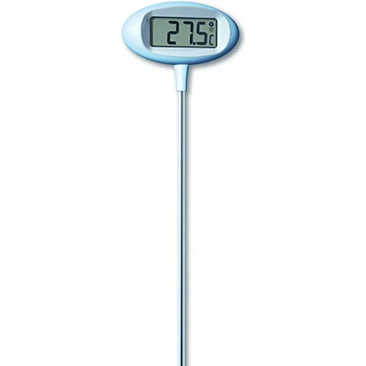 TFA Gartenthermometer Orion, Wetterfestes Thermometer + Hygrometer mit digitaler Uhr, Grau – Bild 1
