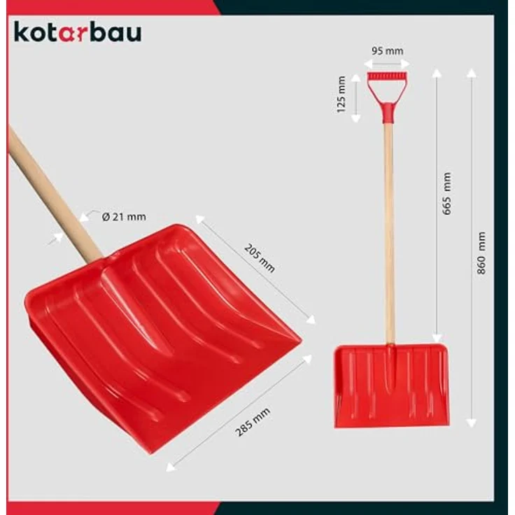 KOTARBAU® Schneeschaufel Kinder-Schneeschaufel Kinder Schneeschieber Kinderschaufel Holz Stiel mit Gesamtlänge 84 cm – Bild 3