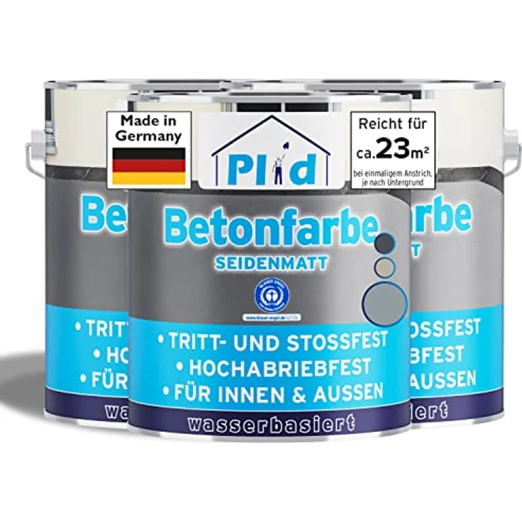 plid® Betonfarbe Innen & Außen Frostsicher Silbergrau 2,25L - Flüssigkunststoff Bodenbeschichtung - Betonfarbe Kellerboden - Bodenfarbe für Keller, Zement, Mauerwerk & Holz - Made in Germany – Bild 1