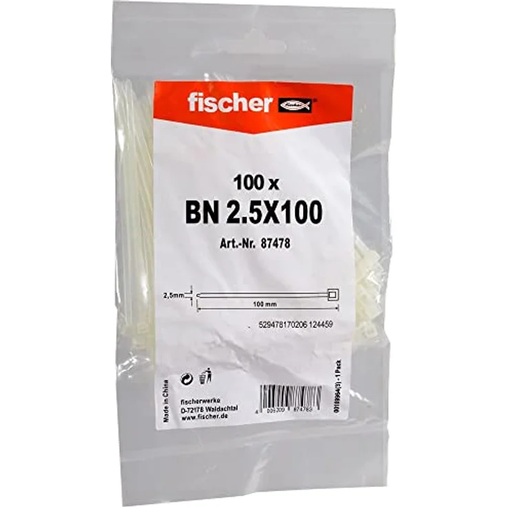 fischer BN 2,5 x 100 Kabelbinder, transparent, 100 Stück - Preisvergleich – Bild 2