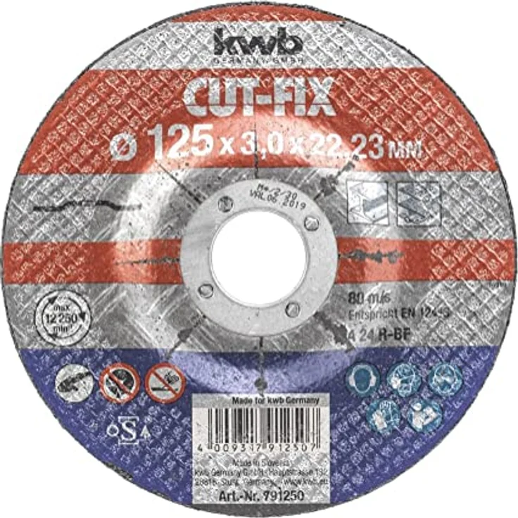 kwb Trennscheibe Cut-Fix 791250 (125 x 22, gekröpft, 3.0 mm dick, für Metall und Stahl, für Winkelschleifer) – Bild 2