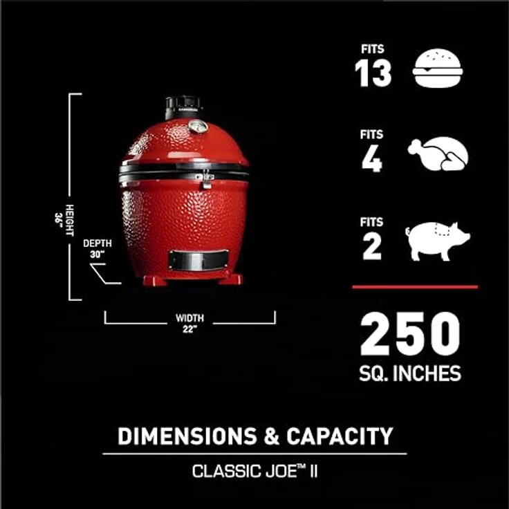 Kamado Joe Classic II Freistehend - Keramikgrill Holzkohlegrill Rot – Bild 5