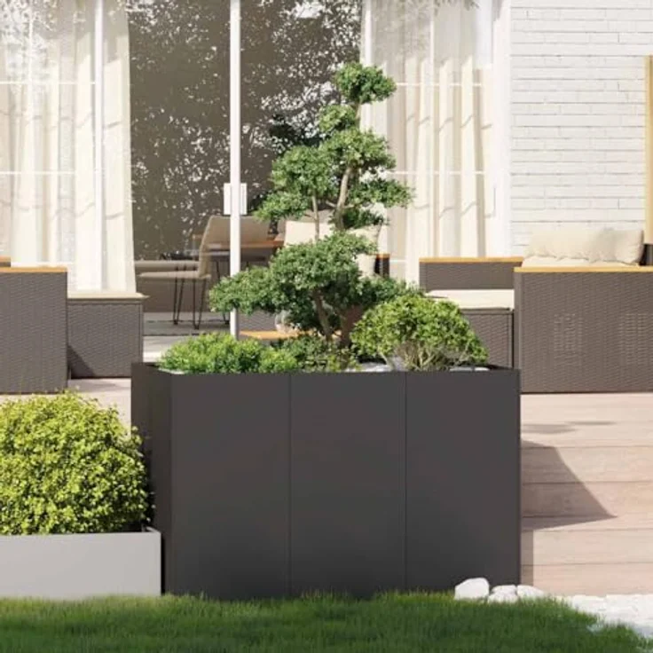 vidaXL Pflanzkübel Schwarz 120x80x80 cm Stahl, Hochbeet mit viel Platz und erhöhter Stabilität – Bild 2