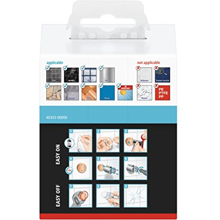 tesa SPAA Duschkopfhalterung, verchromt, garantiert rostfrei, Wandmontage ohne Bohren, inkl. Klebelösung, 40mm x 40mm x 58mm – Bild 3