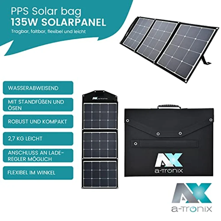 a-TroniX PPS Solar Bag 135W 3x45W faltbares Solarmodul – Bild 2