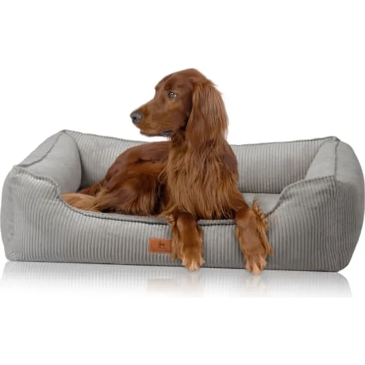 Knuffelwuff orthopädisches Hundebett aus Cord mit Handwebcharakter Nunavut XXL 120 x 85cm Hellgrau - Abnehmbarer Bezug - waschbar - für große, mittelgroße und kleine Hunde – Bild 1