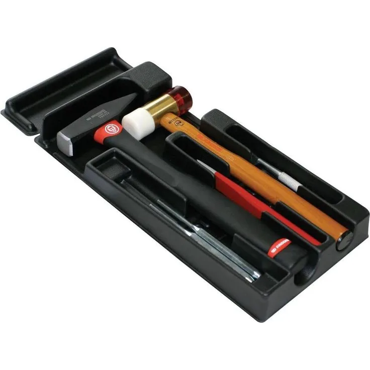 Facom Schlagwerkzeugsatz, Meißelset mit Schlosserhammer, Kunststoffhammer, Splintentreibern, Körner und Flachmeißel in praktischer Kunststoffeinlage