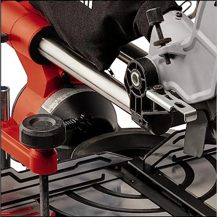 Einhell Zug-Kapp-Gehrungssäge TE-SM 8 L Dual (1.800 W, Ø 216 mm Sägeblatt, 305 mm Schnittbreite, 65 mm Schnitttiefe, Schnittlinienlaser, beidseitige Sägekopfneigung) – Bild 4