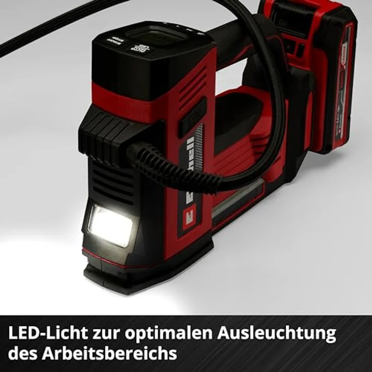 Einhell Akku-Autokompressor CE-CC 18/23 D Li-Solo, kabelloses Aufpumpgerät mit digitalem Manometer und Speicherfunktion für bis zu 4 Druckwerte, max. 11 bar – Bild 8
