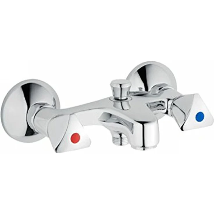 heinrichschulte Zweigriff Badebatterie classic-line, Duscharmatur mit automatischer Umstellung, messing hochglanzverchromt – Bild 1