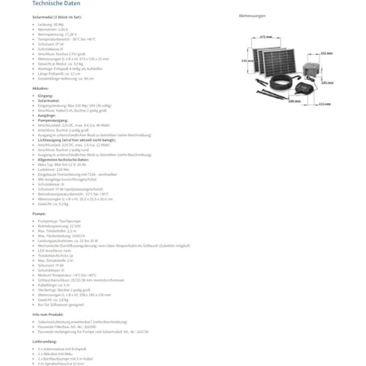 Esotec Solar Bachlaufset WATERFALL 150/3500, Komplettset mit 3 Solarmodulen, 12V Tauchpumpe und Trockenlaufschutz – Bild 10