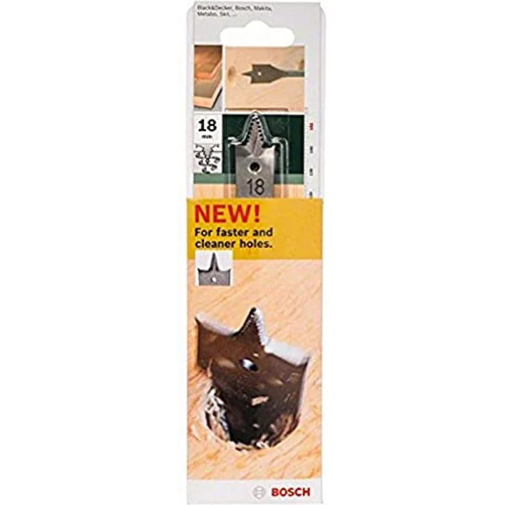 Bosch DIY Flachfräsbohrer Self Cut, Holzbohrer mit 1/4"-Sechskantschaft und Durchmesser 18 mm, optimierte Schneidengeometrie für saubere Bohrungen – Bild 1