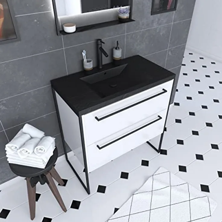 AURLANE PACM016 Structura P016 Badezimmermöbel, schwarz/weiß