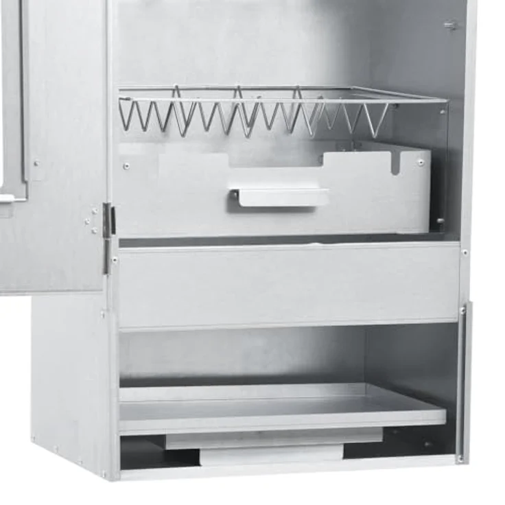 vidaXL Holzkohlegrill Räucherofen Smoker Räucherschrank Grill Räuchern mit Tisch Verzinkter Stahl, inkl. Thermometer und Ablageflächen – Bild 4