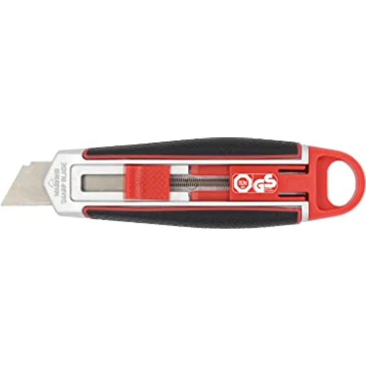 WEDO 78830 Safety-Cutter Long Blade, Cuttermesser mit SK5-Carbonstahl Sicherheitsklinge, ausfahrbar bis 40 mm, schwarz/rot, für Links- und Rechtshänder – Bild 1