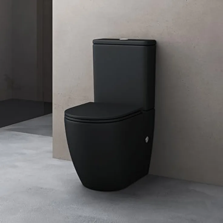 doporro Stand-WC S179T schwarz matt inkl. Softclose Absenkautomatik 36x63x82cm spülrandlos