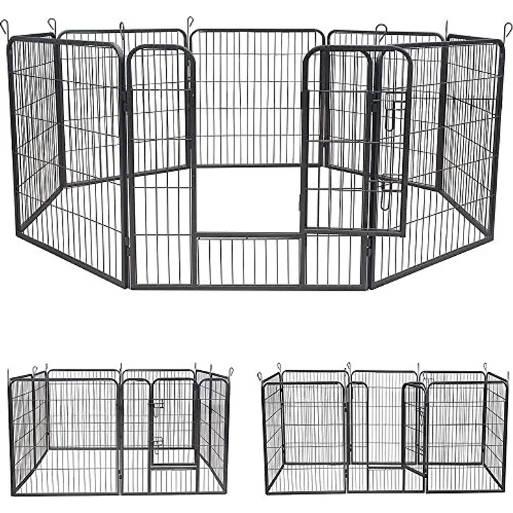 Melko Welpenauslauf 8 Elemente je 80x80cm Freigehege Laufstall Welpenzaun Welpengitter Hunde Welpen Freilauf Welpenfreigehege Welpenfreilauf Welpengitter Freilaufgehege