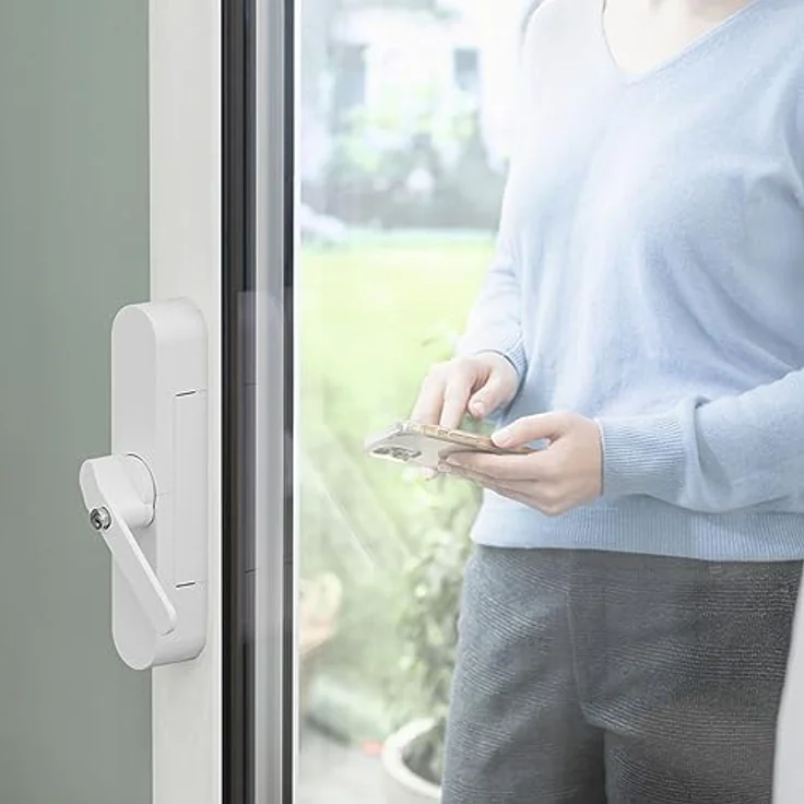 ABUS Fensterantrieb WINTECTO One – Smarter Fenstergriff für Fenster, Balkon- und Terrassentür – mit Alarmfunktion – einfache Montage ohne Bohren – Silber, verschiedenschließend – Bild 5