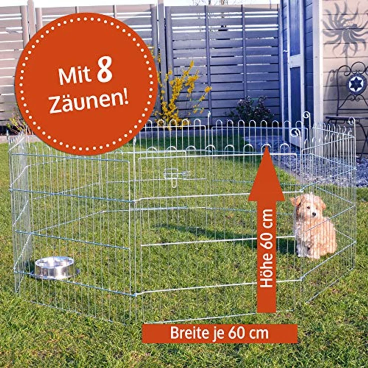 zooprinz premium XXL Freilaufgehege, mit Schutznetz und optionalem Bodenschutz, ideal für Kleintiere und Hunde/Welpen, winterfest, für drinnen und draußen – Bild 2
