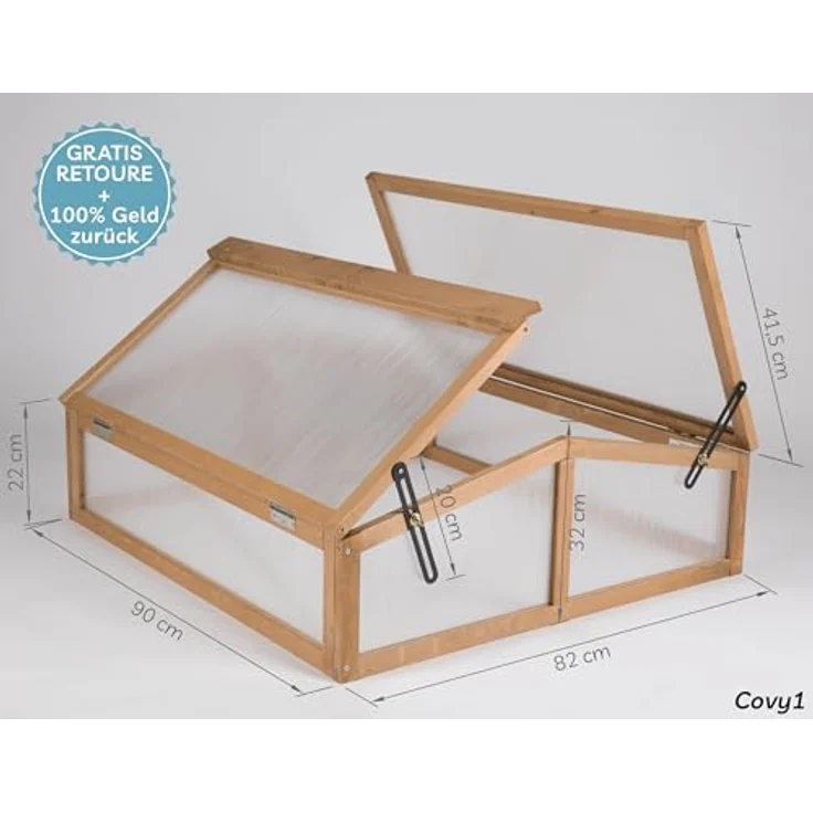 needs&wants® Frühbeet Aufsatz klein aus Holz Bausatz, Frühbeetkasten mit Abdeckung Gewächshaus mit Deckel wetterfest für Garten Balkon Outdoor, Polycarbonat, dunkel-braun – Bild 5