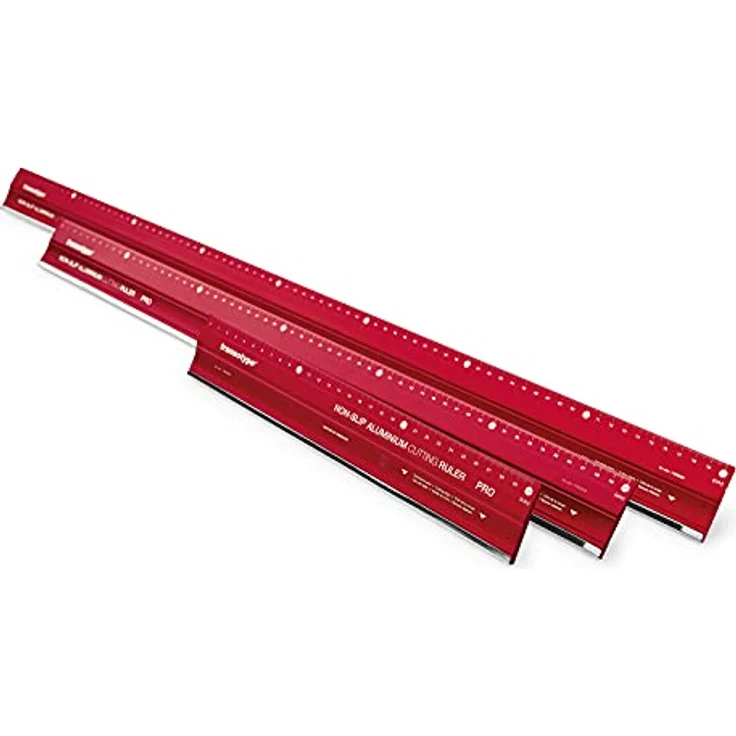 Schneide-Lineal PRO 30 cm lang, aus Aluminium im knalligen Rot, rutschfest, robust, mit Stahl-Schneidekante und extra breitem 50 mm Aluminium-Profil – Bild 4