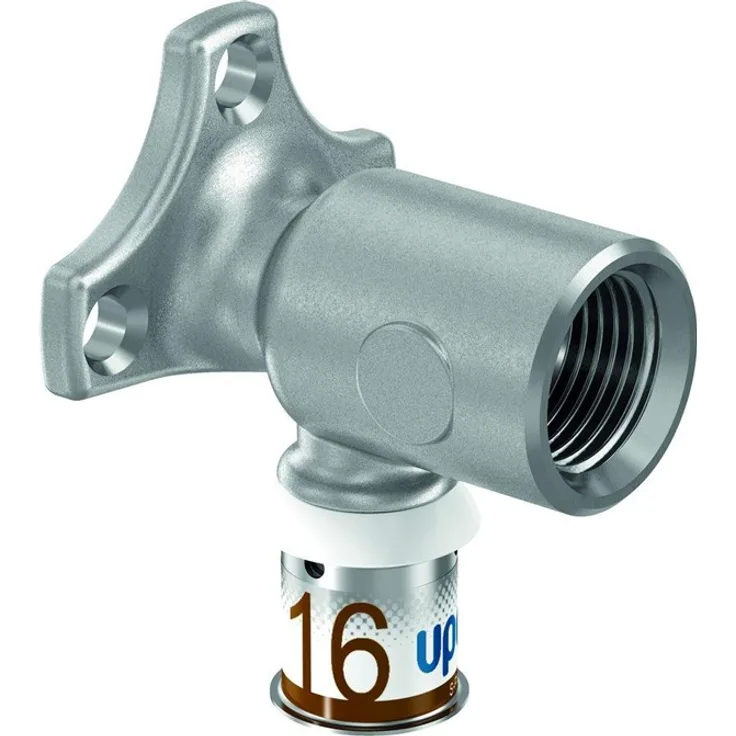 Uponor s-press plus Tapbogen 90°, Messing-Presselement für Trinkwasser- und Heizsysteme, 16 mm x 12, korrosionsbeständig