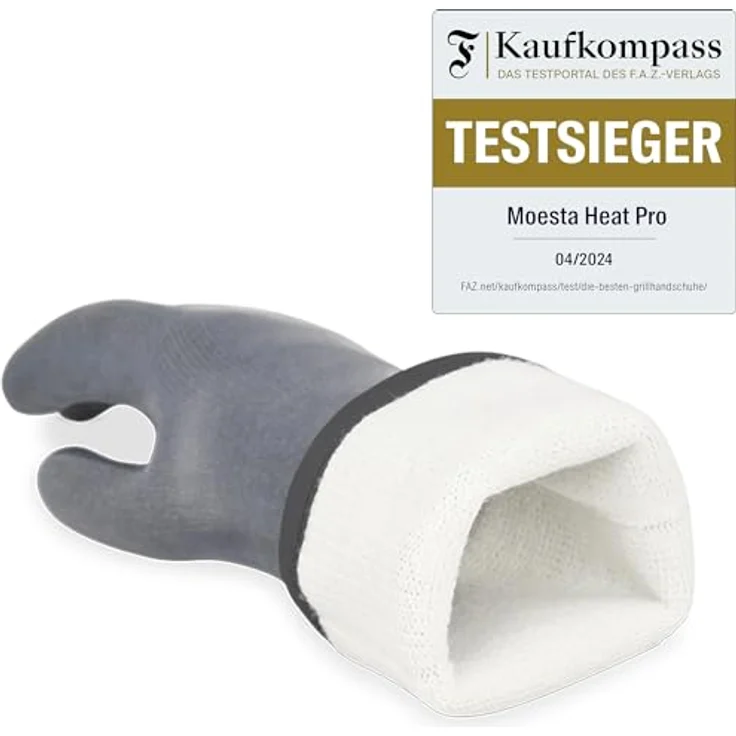 Moesta BBQ Grillhandschuhe HeatPro Hitzehandschuhe - Grillhandschuh Silikon, hitzebeständig, Maschinenwäsche, hygienisch, Softies Innenfutter - Anthrazit - Preisvergleich – Bild 2