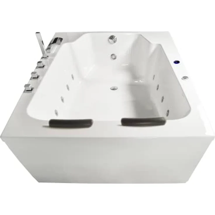 Basera® Whirlpool-Badewanne XXL Milos 190 x 120 cm für 2 Personen, Komplett-Set, 16 Massagedüsen, Wasserfall, LED, Hochglanz Weiß - Preisvergleich – Bild 3