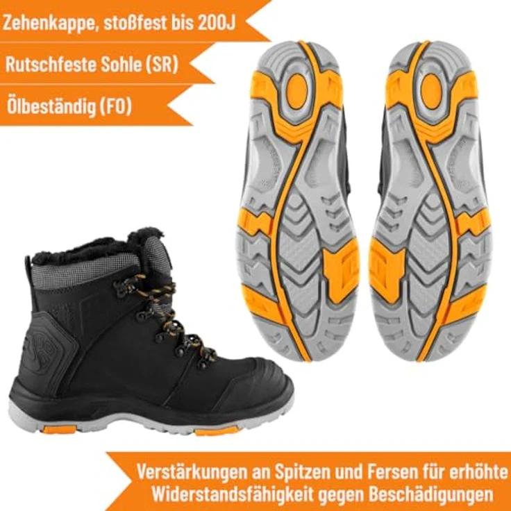 NEO TOOLS Sicherheits- und Arbeitsstiefel S1 SR CI FO, Schutzstiefel für Herren und Damen, schwarz, Größe 44 – Bild 4