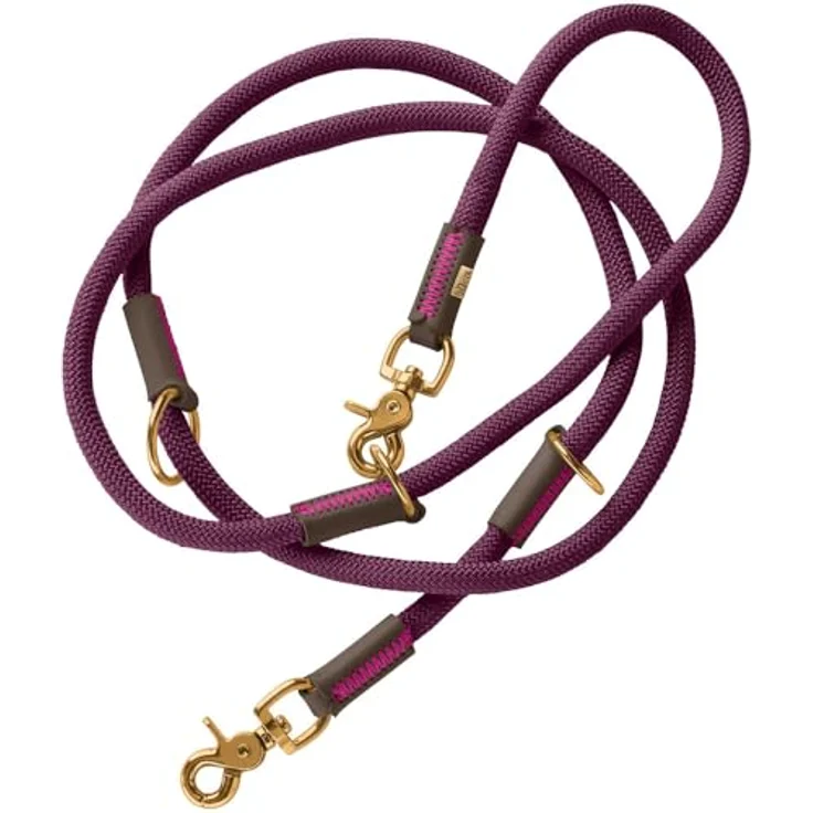 HUNTER Verstellbare Führleine Malia Farbe brombeer/Dunkelbraun, Größe 10/200 - 3-fach verstellbar, geschmeidig und strapazierfähig, mit Zangenkarabiner – Bild 1