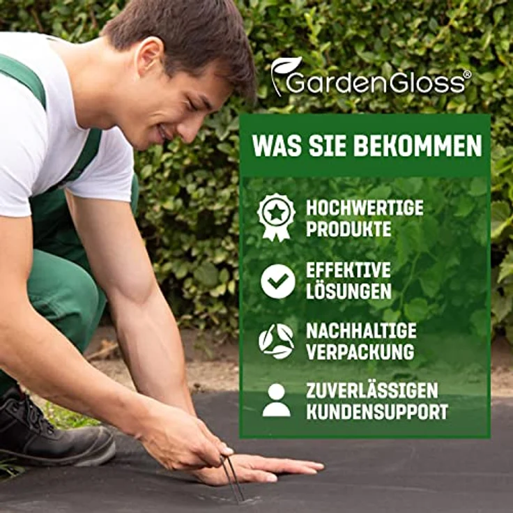 GardenGloss® Erdanker aus Stahl unverzinkt, stabile Bodenanker für Unkrautvlies und Zaun, 150 mm lang, 25 mm breit, Ø 2.7 mm, schwarz, 250 Stück – Bild 4