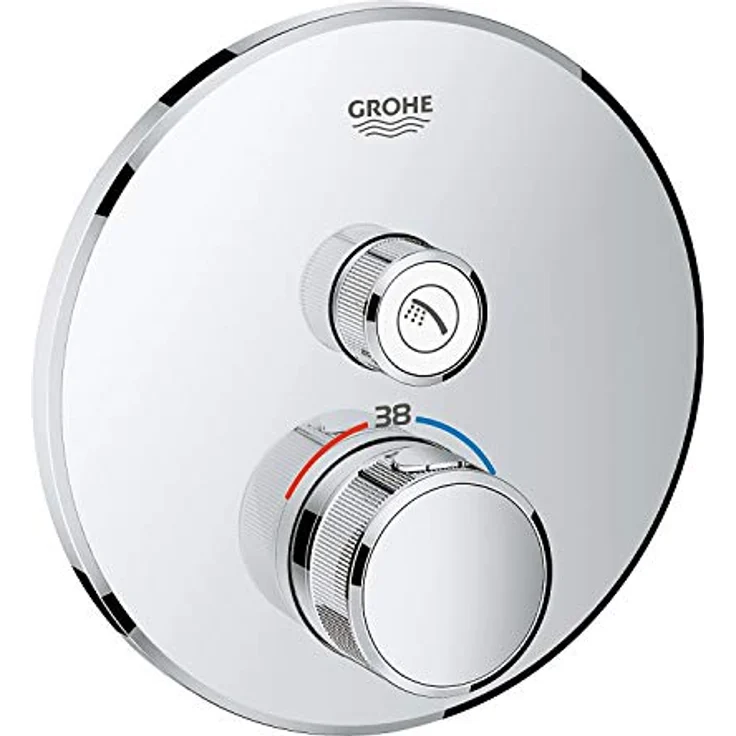 Grohe Grohtherm SmartControl Thermostat rund Chrom, Unterputz-Thermostat mit 1 Absperrventil, integrierter Sicherheitssperre und voluminösen Steuerung – Bild 1