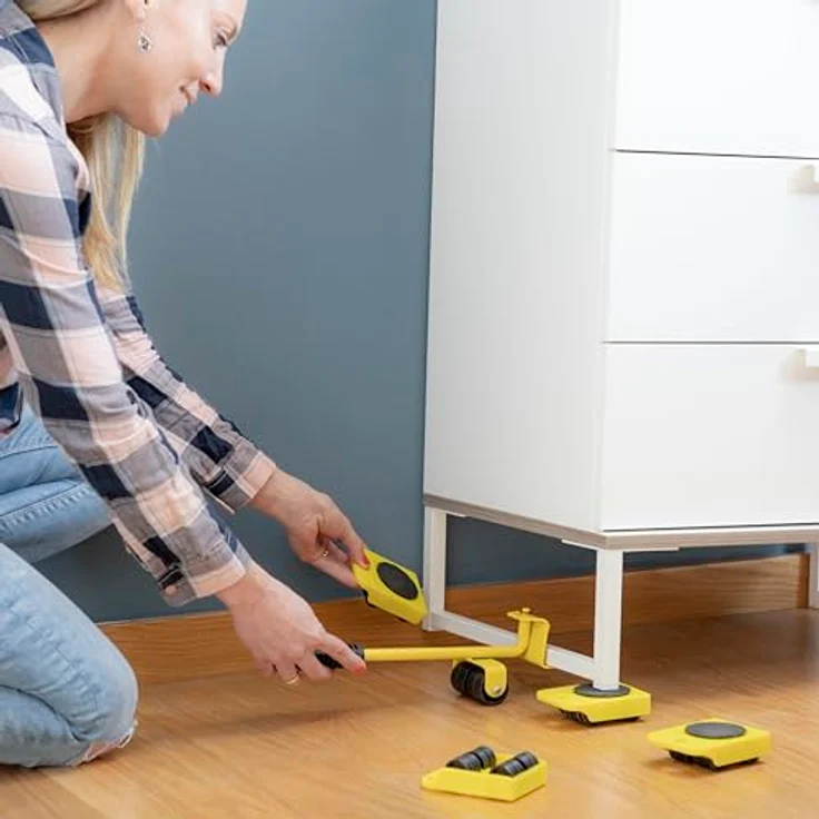 InnovaGoods - Hebe- und Transportwerkzeug HeavEasy, 5 Stücke, Bis zu 200 kg Tragkraft, Ergonomisch und Robust, Gelb und Schwarz – Bild 5