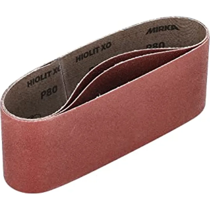 Mirka Red 3 x Gewebe-Schleifbänder 75x457mm / Korn P80 / hochwertiges Schleifband für Bandschleifer / Zum Schleifen von Holz und Metall
