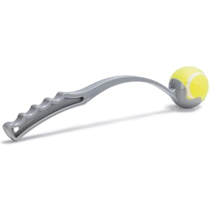 Karlie Tennisball Wurfschleuder, ultimativer Outdoor-Hundespielzeug mit weitem Ballwurf, grau – Bild 1
