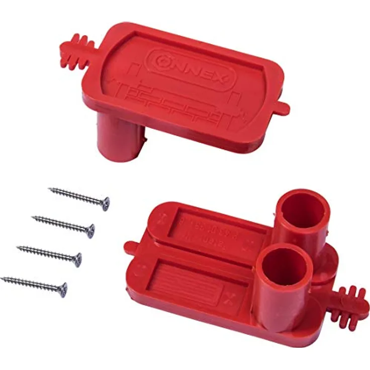 Connex Maurerschnurspanner, 1 Paar mit Schnellspannverschluss, bruchfestem Kunststoff, rot, inkl. Schrauben und Schnurspanner-Klötze, COXT781581