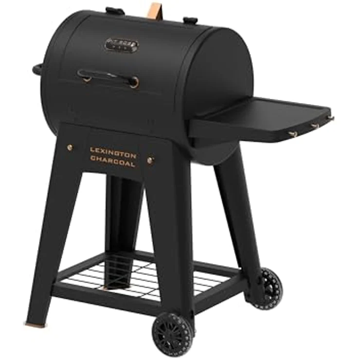 PIT BOSS Holzkohlegrill Lexington Onyx Edition, 3.503 cm² Grillfläche für ca. 30 Burger, 2 porzellanemaillierte Stahlroste, seitlicher Zugang zur Holzkohleschale, stabile Ablagen für Zubehör – Bild 3