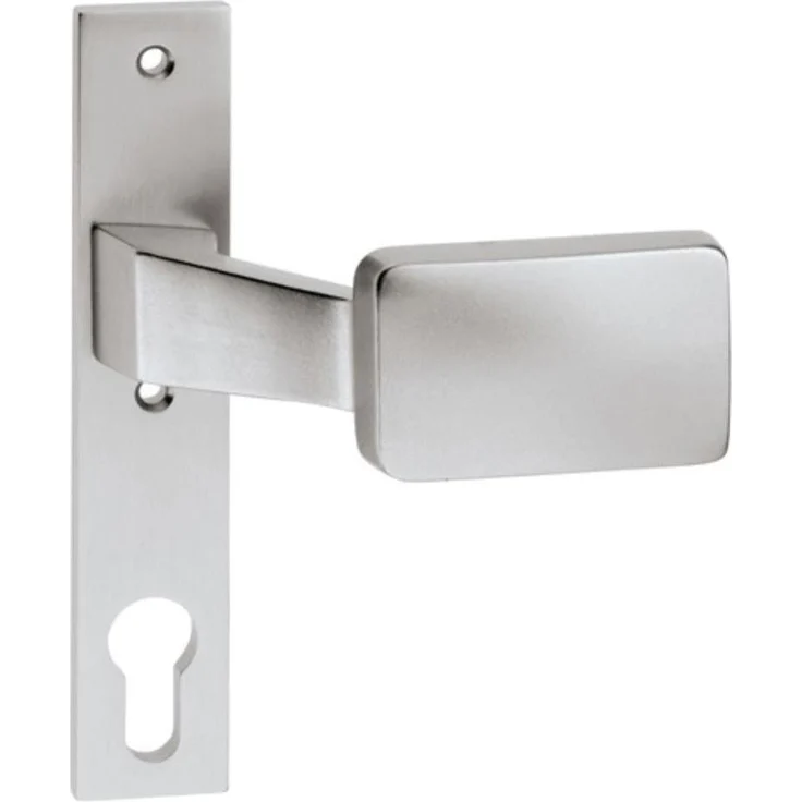 EDI Türgriff + Türgarnitur 1317/1020, Aluminium, gekröpft, Aufnahme M12, naturbelassen, für DIN links/rechts, ergonomisch, mit 72 mm PZ Lochung