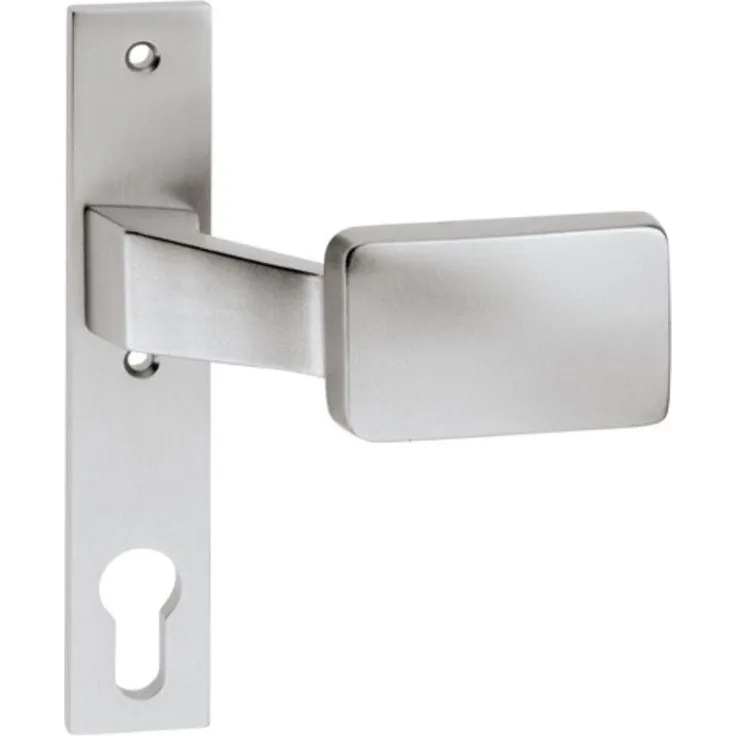 EDI Türgriff + Türgarnitur 1317/1020, Aluminium, gekröpft, Aufnahme M12, naturbelassen, für DIN links/rechts, ergonomisch, mit 72 mm PZ Lochung