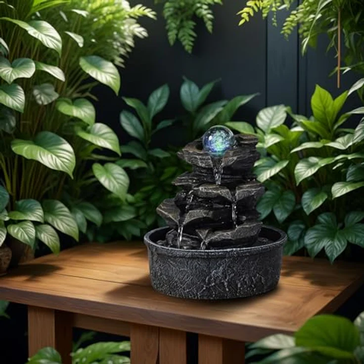 Zen'Light Little Rock Brunnen aus Polyresin, Dunkelbraun, 20 x 20 x 23 cm – Bild 7