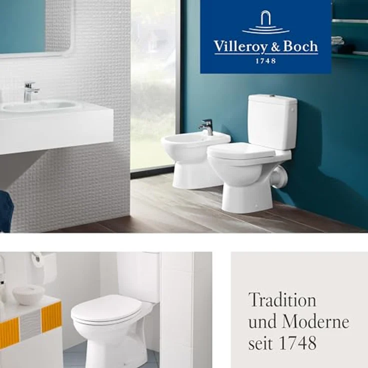 Villeroy & Boch Omnia classic WC-Sitz, Duroplast, Weiß, mit Edelstahl-Scharniere – Bild 8