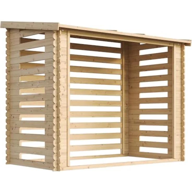 TIMBELA Holz Kaminholzregal TIMBELA M202, 2.63m² Holzhalter für Garten, B232xL146xH199 cm, wetterfestes Dach, einfache Montage