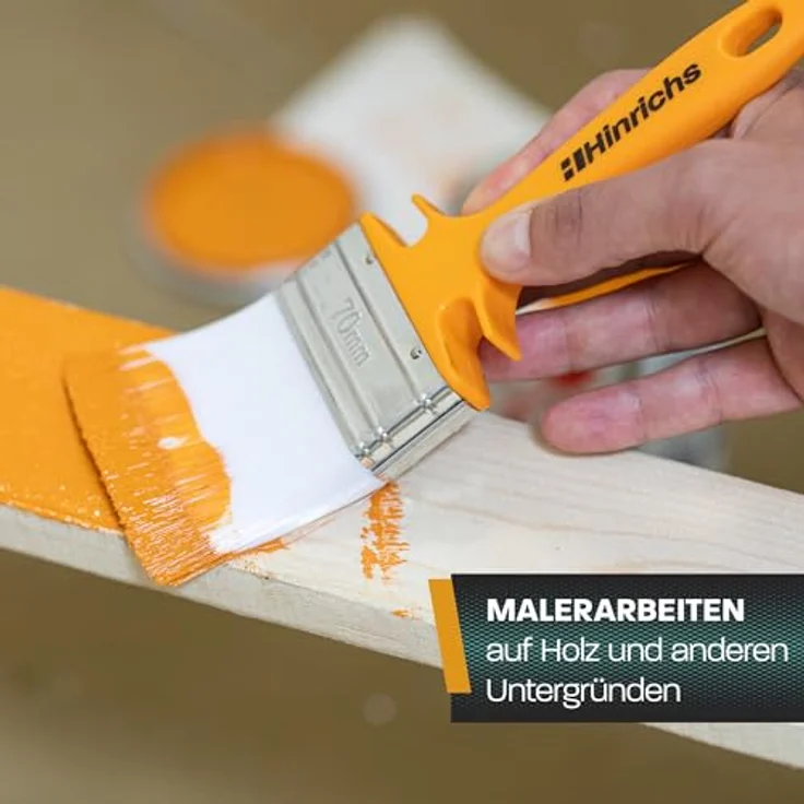 Hinrichs Lasurpinsel Set – 4X Malerpinsel Set Profi in den Breiten 50mm, 70mm, 100mm & 120mm –Lackierpinsel für Lack, Öl und Farbe - Pinsel für Holzlasur - Pinsel Set Paint Brush - Fensterpinsel – Bild 5