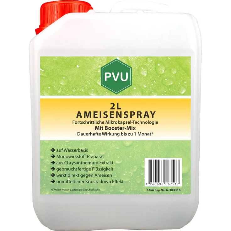 PVU Insektenspray Ameisen Bekämpfung, 2 l, mit Mikroverkapselung, Booster Mix und sofortigem Knock-down Effekt